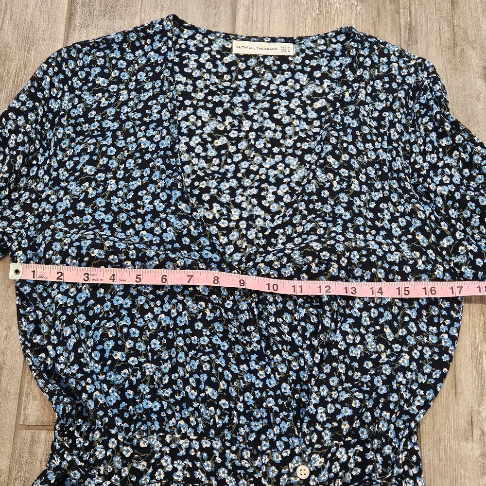 Faithfull the Brand Oslo Dress Women 6 Blossom Village Blue Floral Boho Romantic - Picture 6 of 14